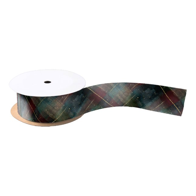 Red Green Plaid Stripes Christmas Satin Ribbon (Spool)