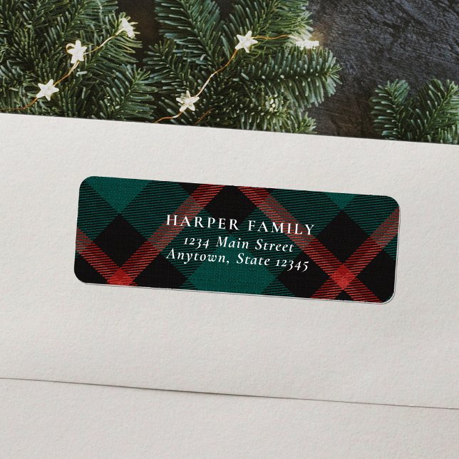 Red Green Plaid Tradition  Return Address Label (Creator Uploaded)