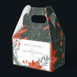 Red Green Poinsettia Floral Simple Business Favour Box<br><div class="desc">Wish a happy holidays to your clients and customers with this modern poinsettia floral Favour Box in red and green.</div>