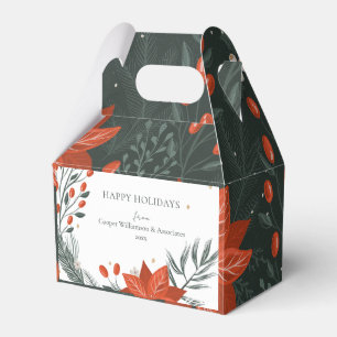 Red Green Poinsettia Floral Simple Business Favour Box