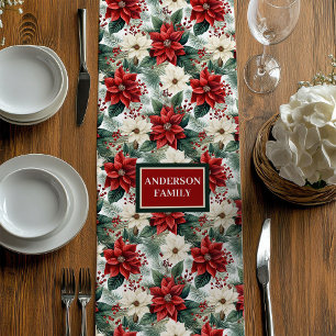 Red Green Poinsettia Runner Traditional Chic Style