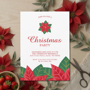 Red Green Pointsettia Christmas Party Invitation