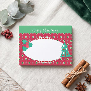 Red Green Polka Dot Christmas Tree Holiday Post-it Notes