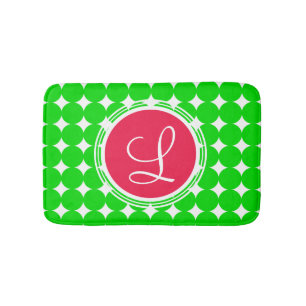Red & Green Polka Dot Monogram Bath Mat
