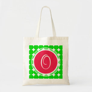 Red & Green Polka Dot Monogram Tote Bag