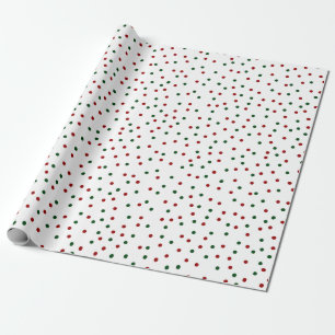 Red Green Polka Dot Pattern Christmas Wrapping Paper