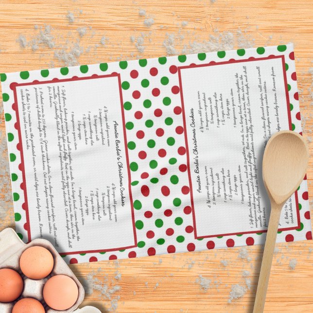 Red Green Polka Dot Whimsical Keepsake Recipie Tea Towel (Creator Uploaded)