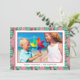 Red & Green Preppy Christmas Trees Photo Holiday Card