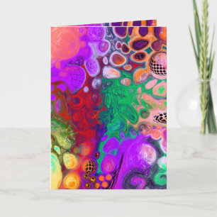 Red, Green Purple Colourful Digital Fluid Art Blan Card