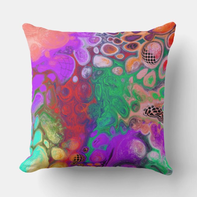 Red, Green Purple Colourful Fluid Art   Cushion (Front)