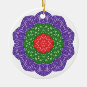 Red Green Purple Kaleidoscope Christmas Ornaments
