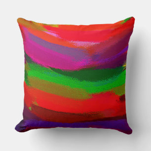Red Green Purple Orange Abstract Painting Cushion