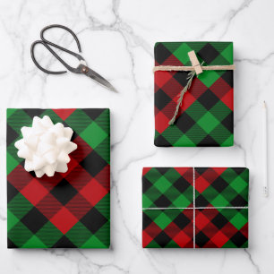 Red & Green Quilt Buffalo Plaid Holiday Wrapping Paper Sheet