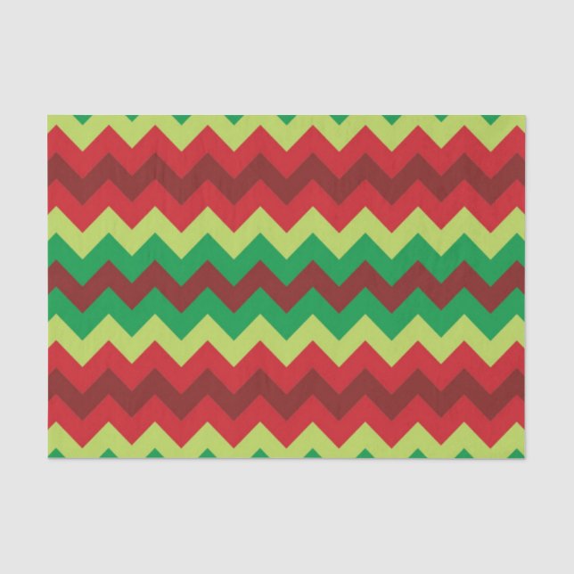 Red green red chevron pattern tissue paper (Front)