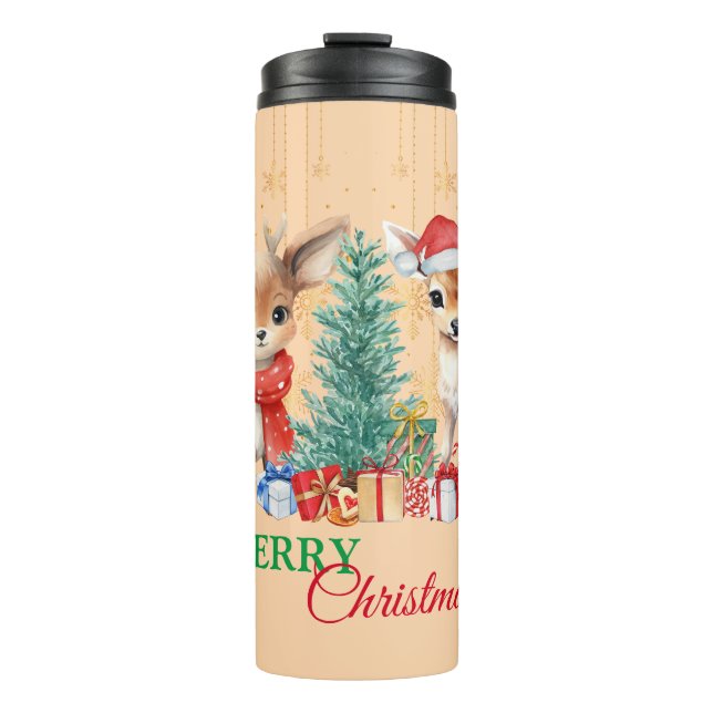 Red Green reindeer Santa  Merry Christmas Party Thermal Tumbler (Front)