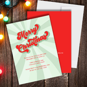 Red Green Retro Merry Christmas Custom Invitation