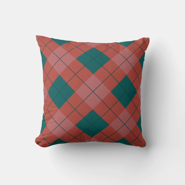 Red Green Rhomboids Christmas Pattern Cushion (Front)