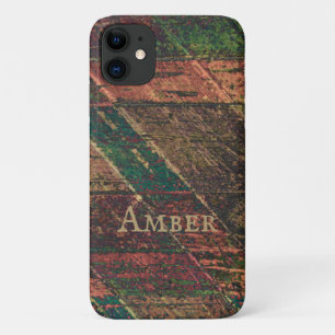Red Green Rustic Traditional Wood Print iPhone 11 Case