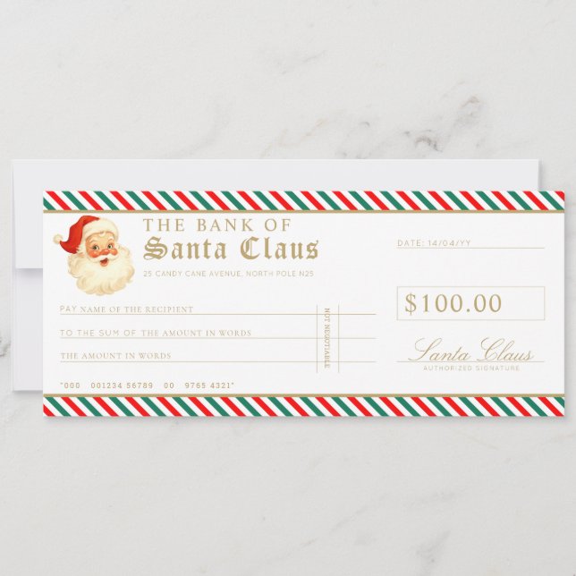 Red Green Santa Cheque Gift Voucher Card (Front)