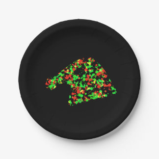 Red Green Santa Hat Splattered Paint  Paper Plate