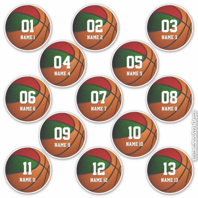 red green set of 13 basketball kids team gifts (Front)