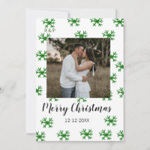 red green snowflakes text photo merry christmas