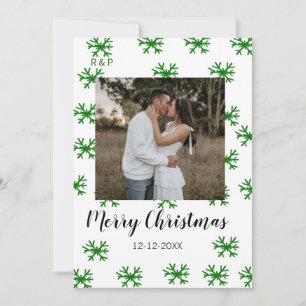 red green snowflakes text photo merry christmas invitation
