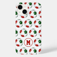 red green soccer balls pattern monogrammed