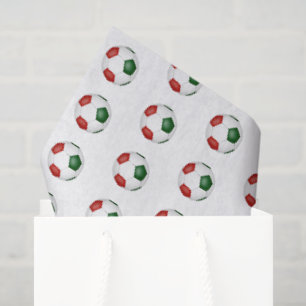 red green soccer balls pattern tissue paper