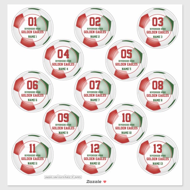 red green soccer team colours set of 13 custom (Sheet)