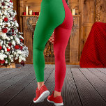 Red & Green Solid Colour Block Christmas Leggings<br><div class="desc">Solid colour red and green leggings for women and girls.  Great for a Christmas party outfit.</div>