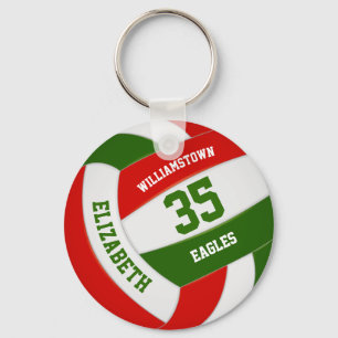 red green sports team colours volleyball key ring