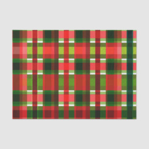 Red Green Squares Holiday Plaid Pattern Tissue Paper