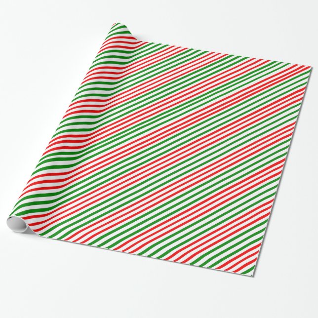 Red Green Stripe Wrapping Paper (Unrolled)