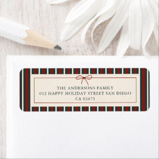 Red & Green Striped Christmas Return Address Label