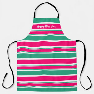 Red -green striped horizontal pattern apron