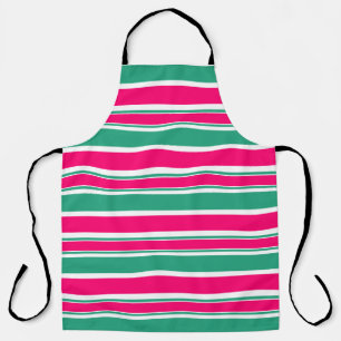 Red -green striped horizontal pattern apron
