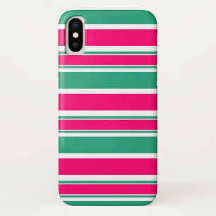 Red -green striped horizontal pattern iPhone x case