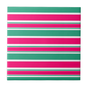 Red -green striped horizontal pattern ceramic tile
