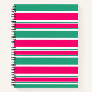 Red -green striped horizontal pattern notebook