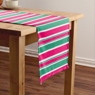 Red -green striped horizontal pattern short table runner