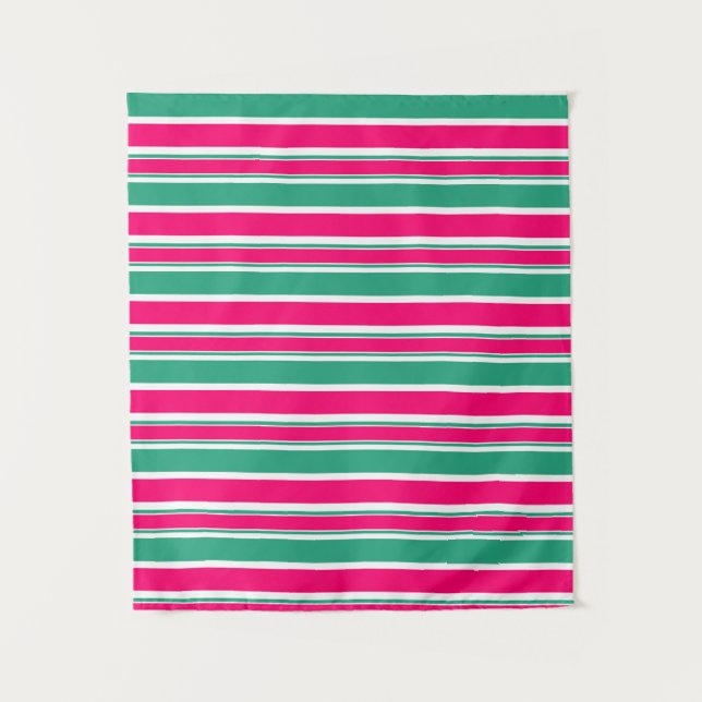 Red -green striped horizontal pattern tapestry (Front)