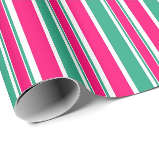 Red -green striped horizontal pattern wrapping paper (Roll Corner)