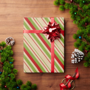 Red Green Striped Pattern Wrapping Paper