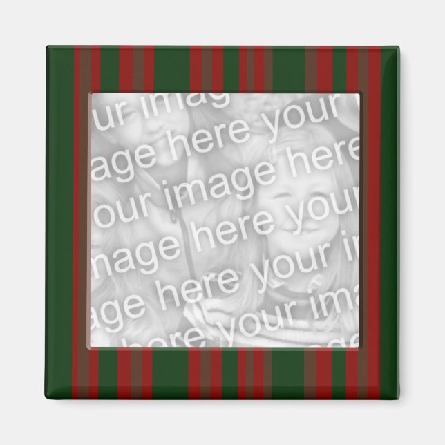 red green striped photo frame magnet (Front)