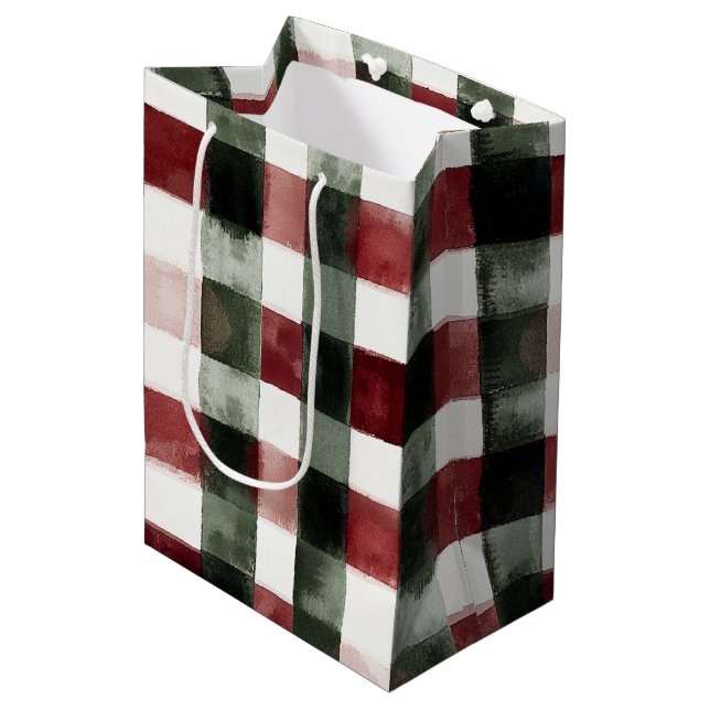 Red Green Stripes Birthday Medium Gift Bag (Front Angled)