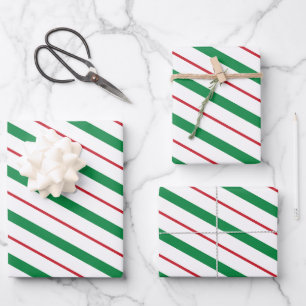 Red & green stripes Christmas wrapping paper