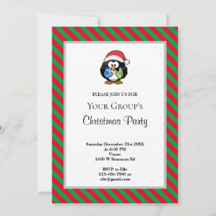 Red/Green Stripes Funny Christmas Party Invitation