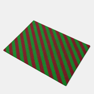 Red & Green Stripes Glitter Doormat