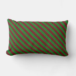 Red & Green Stripes Glitter Lumbar Cushion